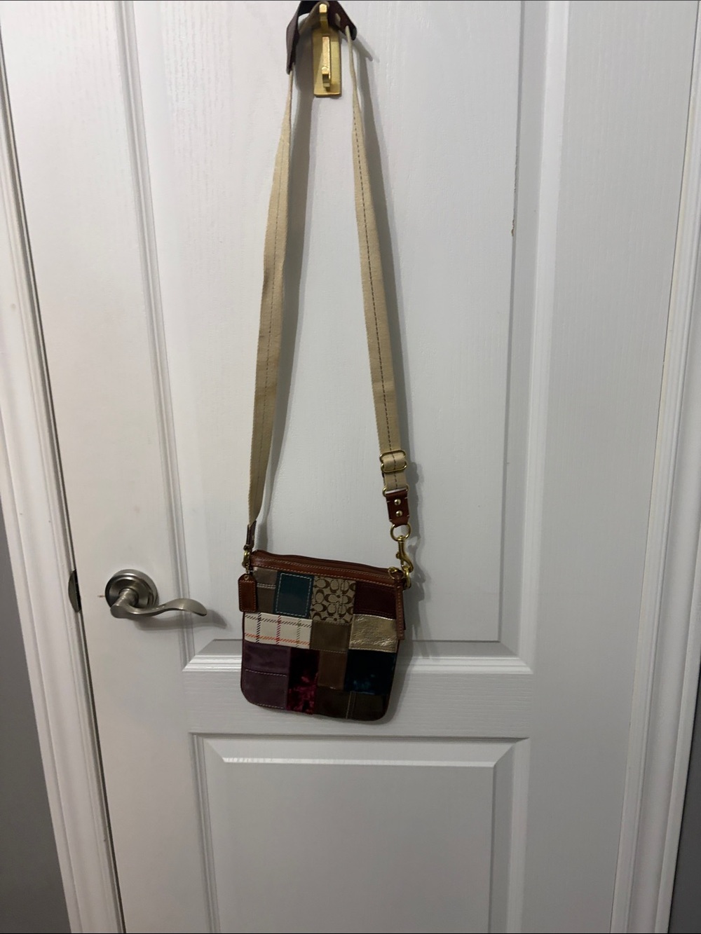 Coach Patchwork Crossbody Bag in Brown, Cream, Burgundy, Teal